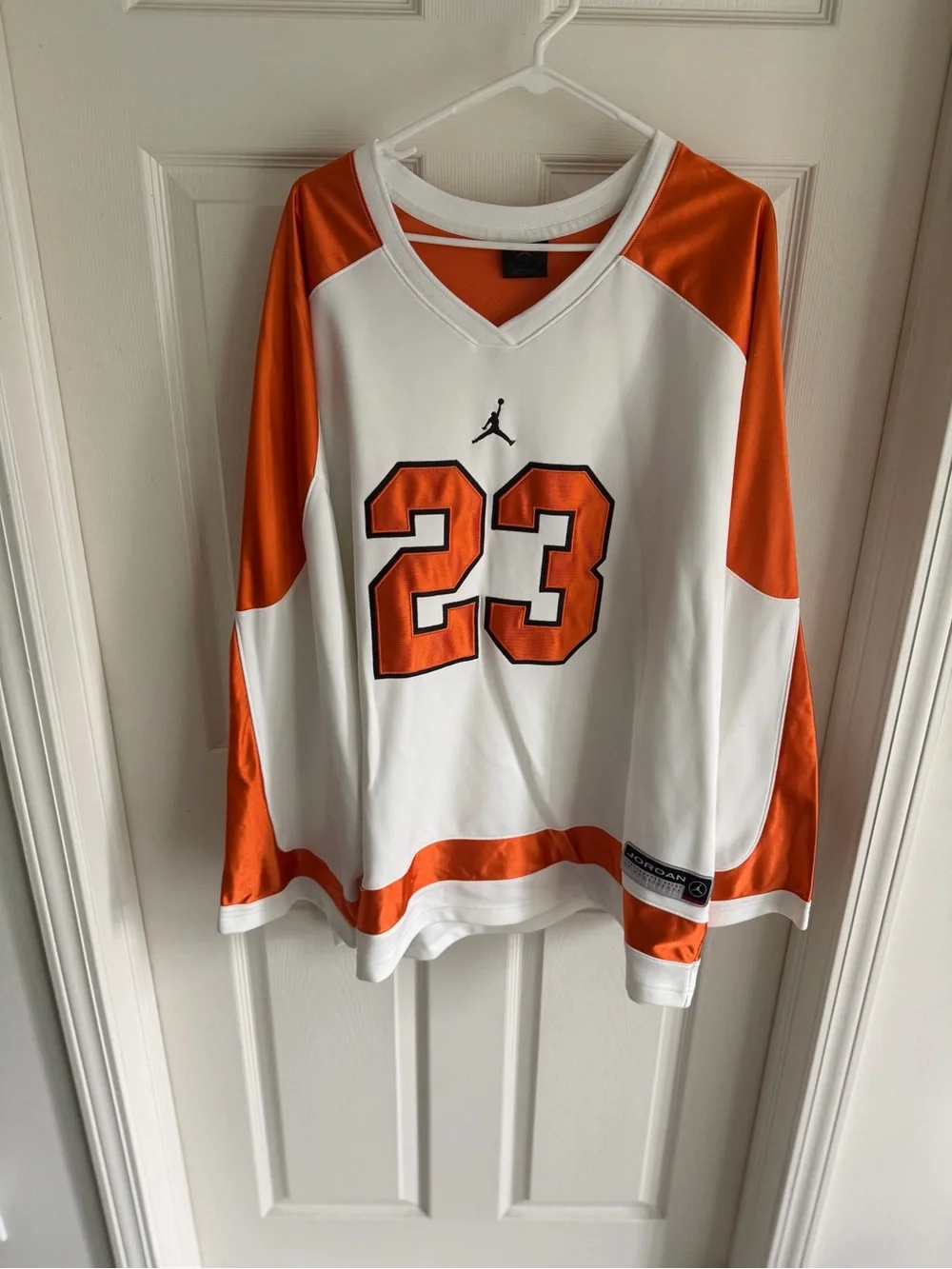 Jordan White & Orange 23 V-Neck Pullover Sweater